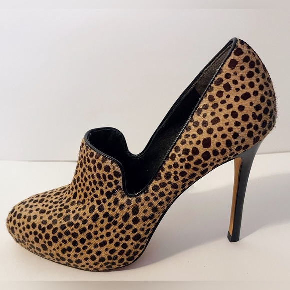 Y2K Ann Taylor Fur Cheetah Print Platform Heels Fall Chic Office Holiday Party - Picture 1 of 13